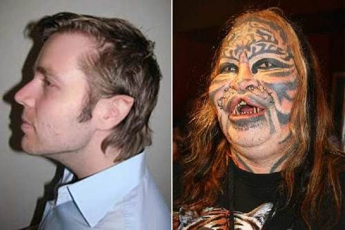 Dennis Avner, aka <b>Cat Man</b>, Before (left) and After (right) - catmanbeforeafter