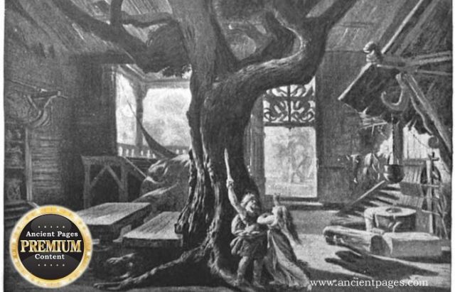 Norse Legend Of Hero Sigmund And The Magical Sword In The Branstock Tree