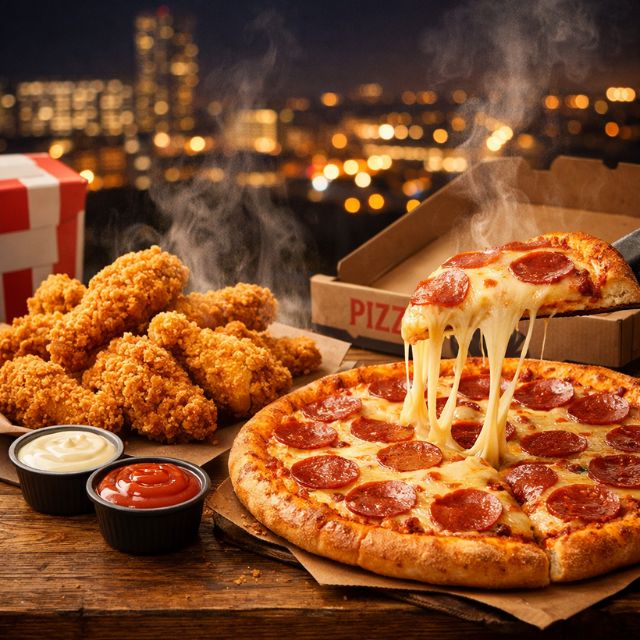 chicken and pizza dinner