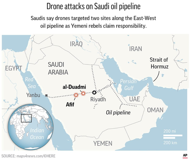 Drone attacks on Saudi Pipeline