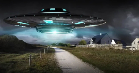 image UFO over country road