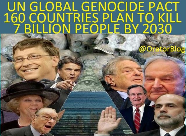 United Nations 1994 Global Depopulation Agreement by 160 Countries to Kill Off 7 Billion by 2030. Rockefeller Calls for Depopulation Dec 8, 2008. Genocide, in their Own Words | Agenda 21 | Before It's News