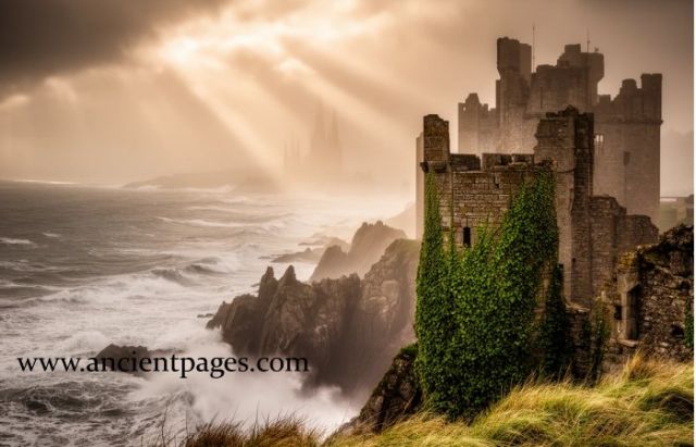 Submerged ruins of the Lost Lyonesse kingdom near the Cornish coast